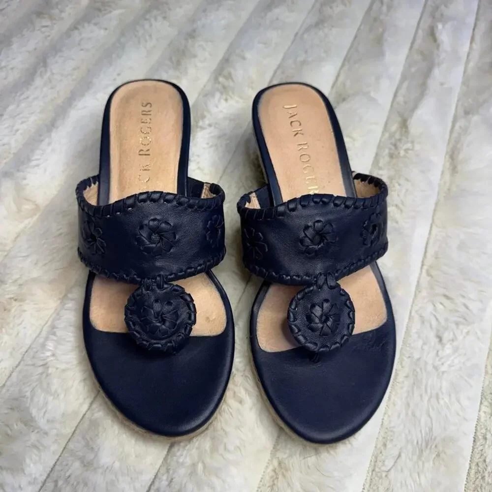 Jack rogers navy leather sandals
